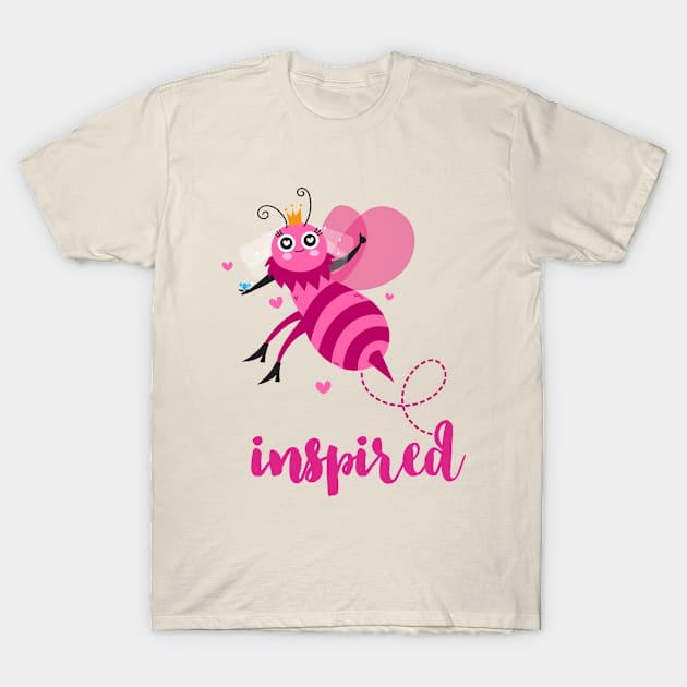 Cute Bee Pun - Be Inspired Pink Aesthetic T-Shirt by Inspire Enclave